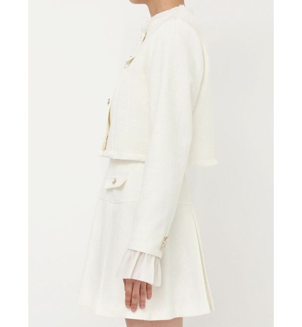 dazzlin「2WAYシングルツイードジャケット」|ノーカラージャケット|