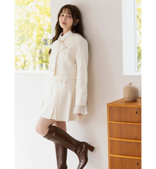 dazzlin「2WAYシングルツイードジャケット」|ノーカラージャケット|