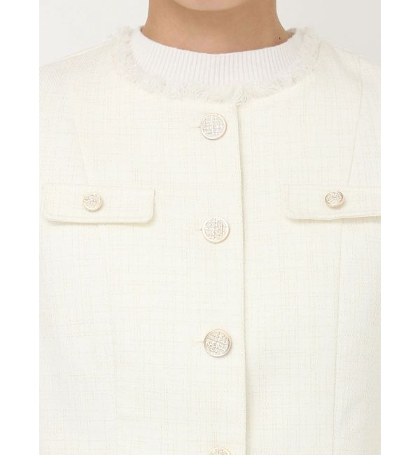 dazzlin「2WAYシングルツイードジャケット」|ノーカラージャケット|