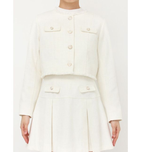 dazzlin「2WAYシングルツイードジャケット」|ノーカラージャケット|