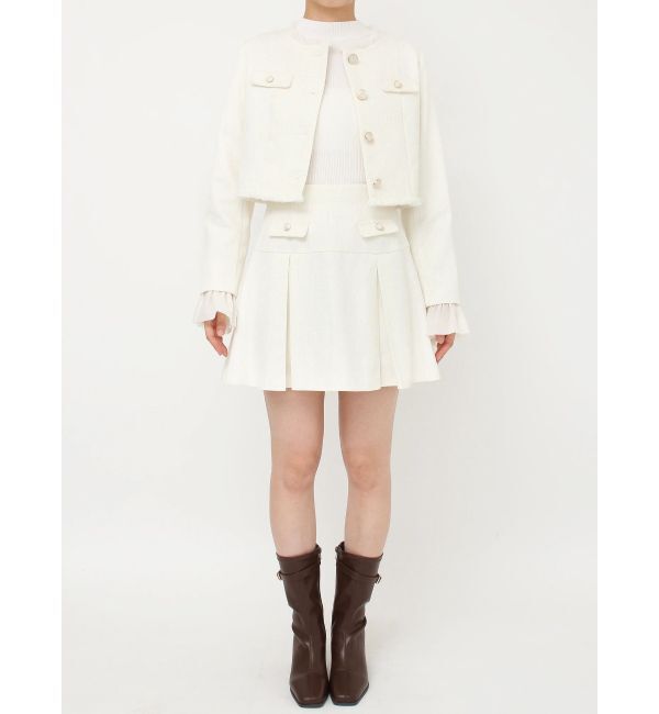 dazzlin「2WAYシングルツイードジャケット」|ノーカラージャケット|