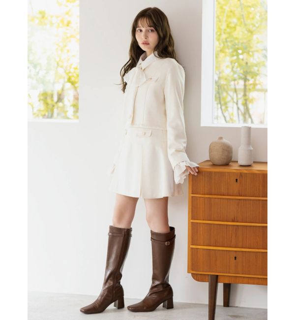 dazzlin「2WAYシングルツイードジャケット」|ノーカラージャケット|