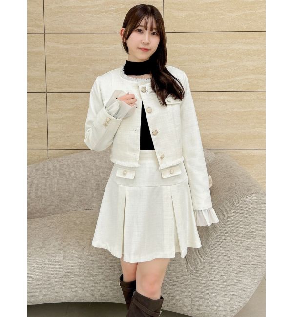 dazzlin「2WAYシングルツイードジャケット」|ノーカラージャケット|