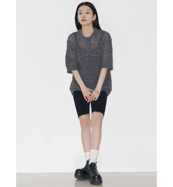 EMODA「【VEQUM】OPEN WORK POLO KNIT」|ニット・セーター|