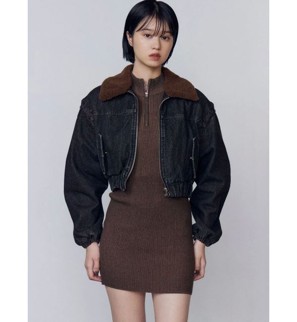 EMODA「ボアカラーデニムブルゾン」|ブルゾン・スタジャン|