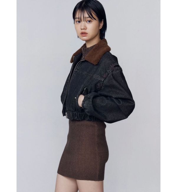 EMODA「ボアカラーデニムブルゾン」|ブルゾン・スタジャン|