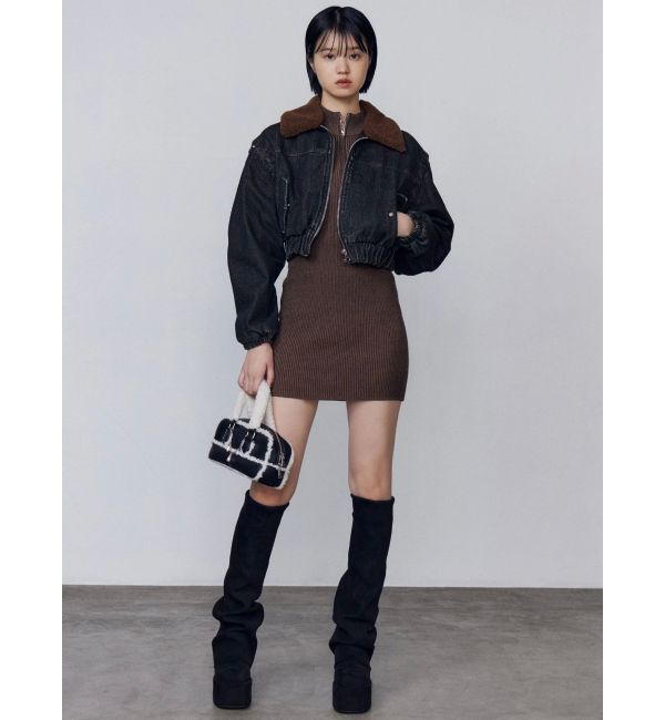 EMODA「ボアカラーデニムブルゾン」|ブルゾン・スタジャン|