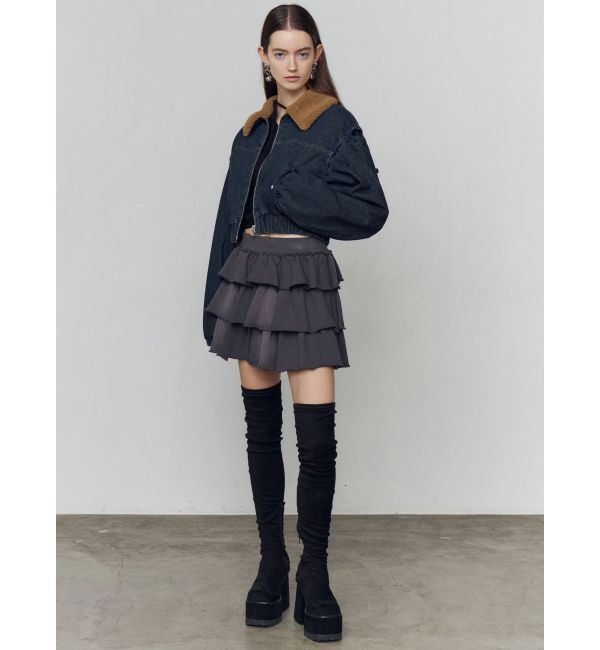 EMODA「ボアカラーデニムブルゾン」|ブルゾン・スタジャン|