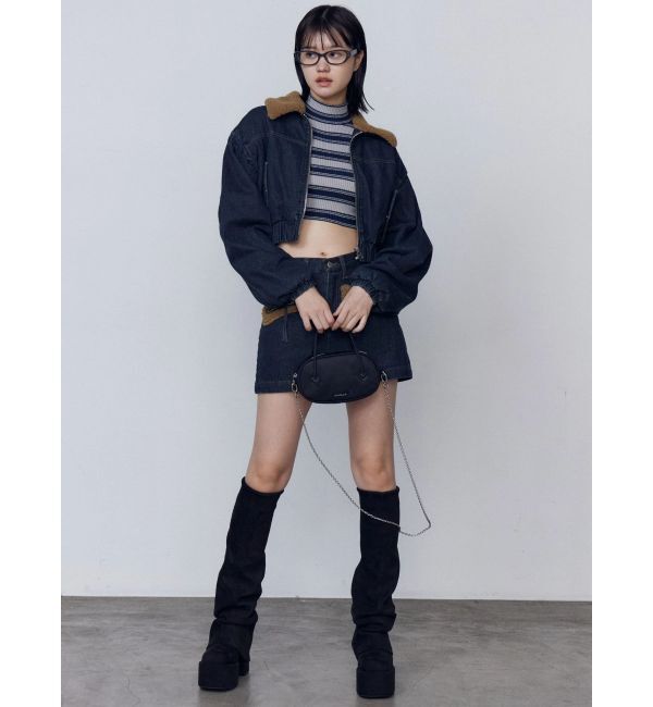 EMODA「ボアカラーデニムブルゾン」|ブルゾン・スタジャン|