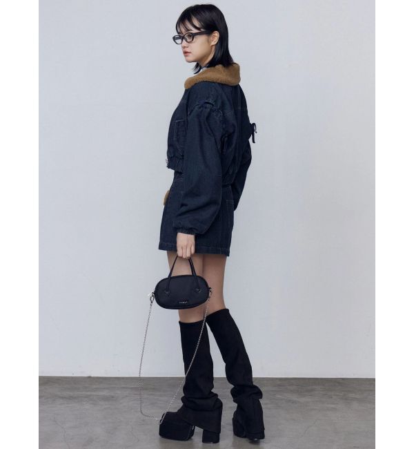 EMODA「ボアカラーデニムブルゾン」|ブルゾン・スタジャン|