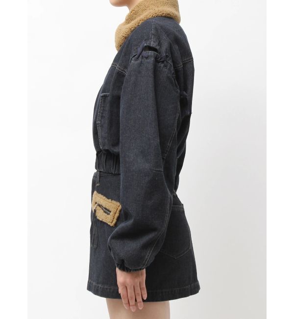 EMODA「ボアカラーデニムブルゾン」|ブルゾン・スタジャン|