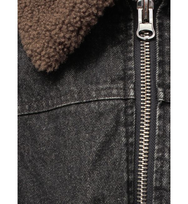 EMODA「ボアカラーデニムブルゾン」|ブルゾン・スタジャン|