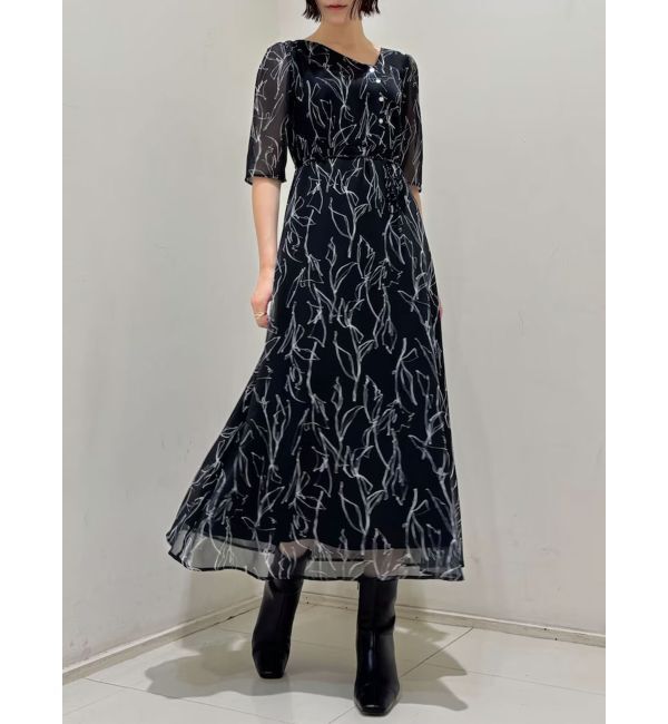 LAGUNAMOON「アシンメトリーネックラインプリントワンピース」|ワンピース|