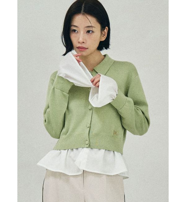 LAGUNAMOON「ペプラムドッキングニットカーディガン」|カーディガン|グリーン