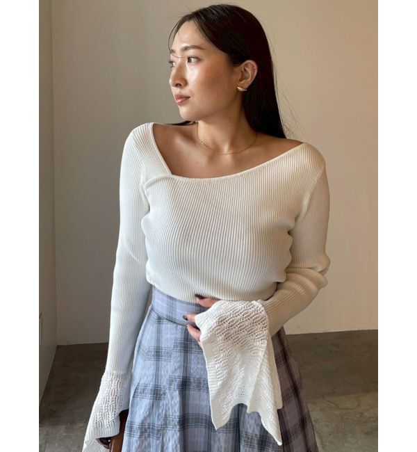 LAGUNAMOON「シアーパターンカフスリブニットプルオーバー」|ニット・セーター|