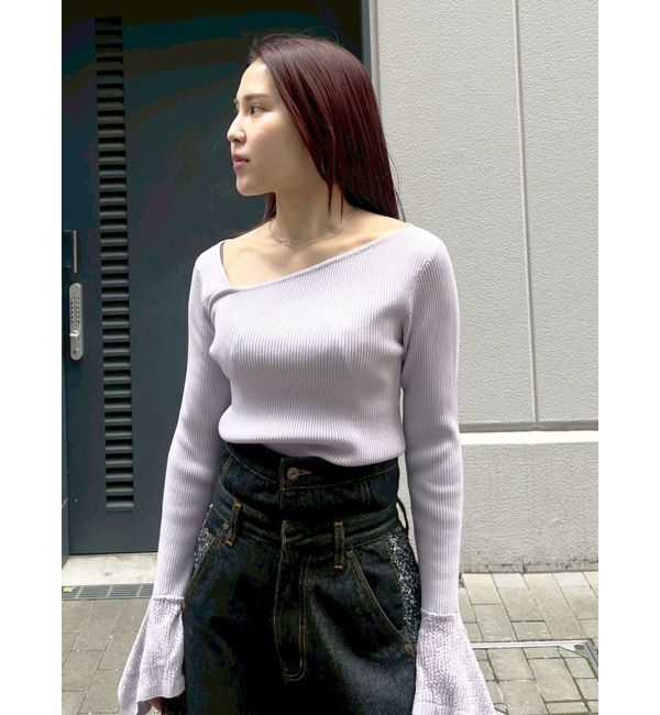 LAGUNAMOON「シアーパターンカフスリブニットプルオーバー」|ニット・セーター|