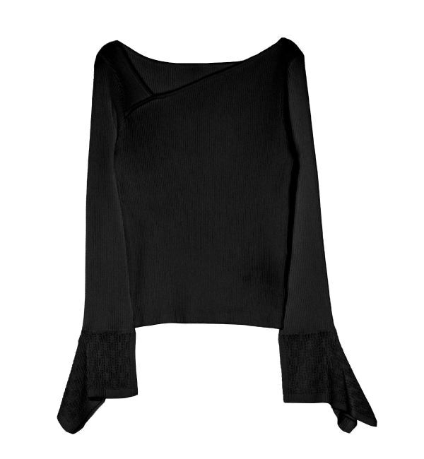 LAGUNAMOON「シアーパターンカフスリブニットプルオーバー」|ニット・セーター|