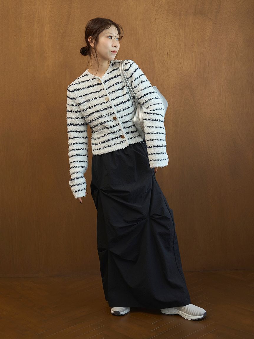 emmi atelier「ツイードライクニットジャケット」|ノーカラージャケット|