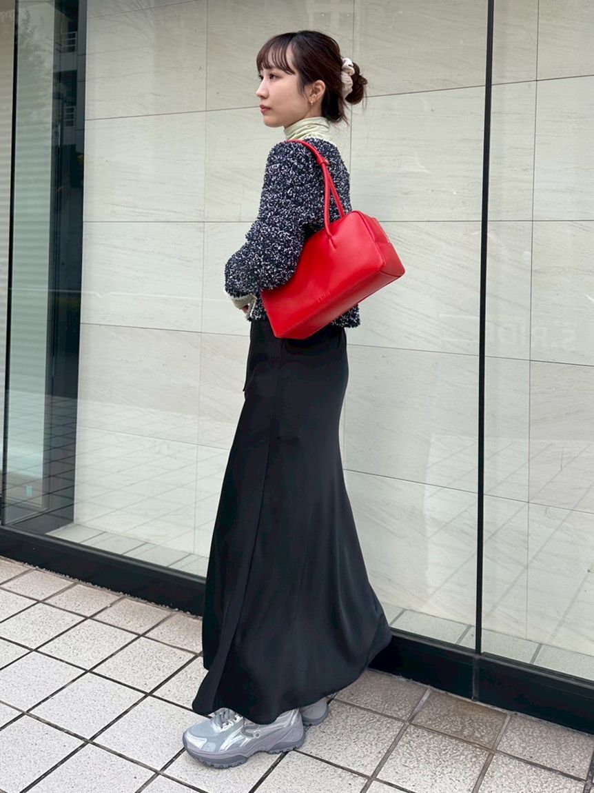 emmi atelier「ツイードライクニットジャケット」|ノーカラージャケット|