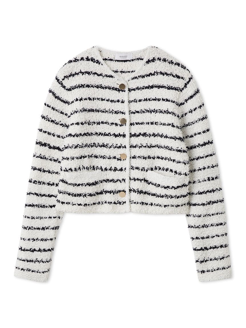 emmi atelier「ツイードライクニットジャケット」|ノーカラージャケット|