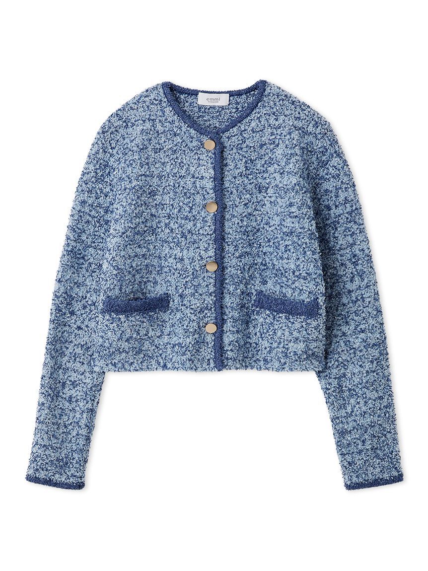 emmi atelier「ツイードライクニットジャケット」|ノーカラージャケット|LBLU