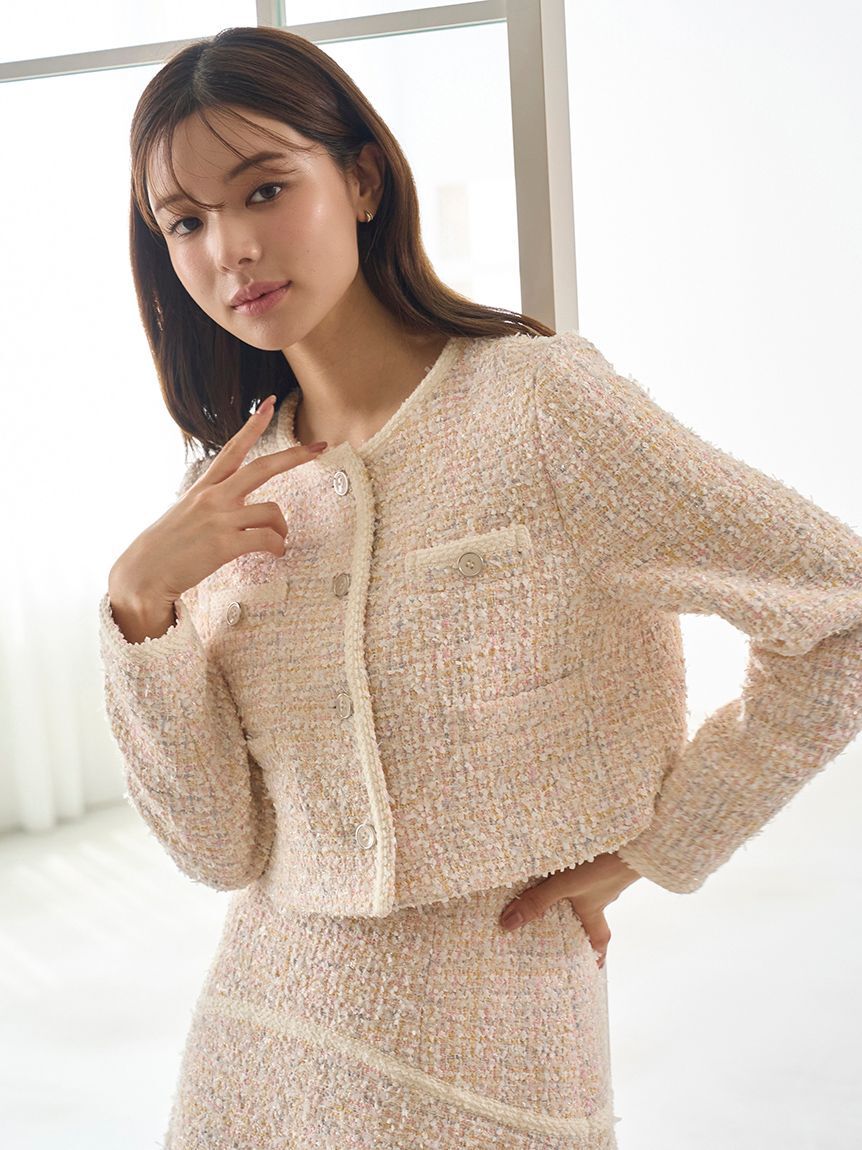 SNIDEL「ツイードジャケット」|ノーカラージャケット|