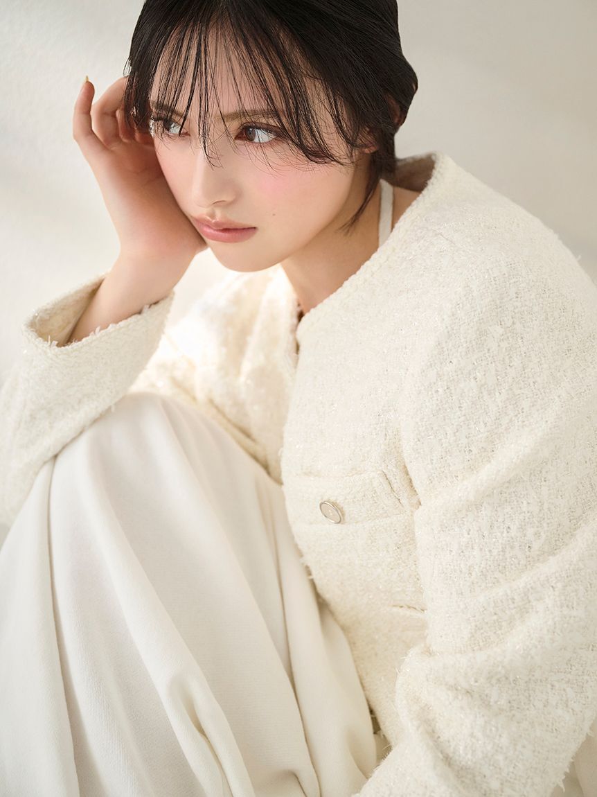 SNIDEL「ツイードジャケット」|ノーカラージャケット|