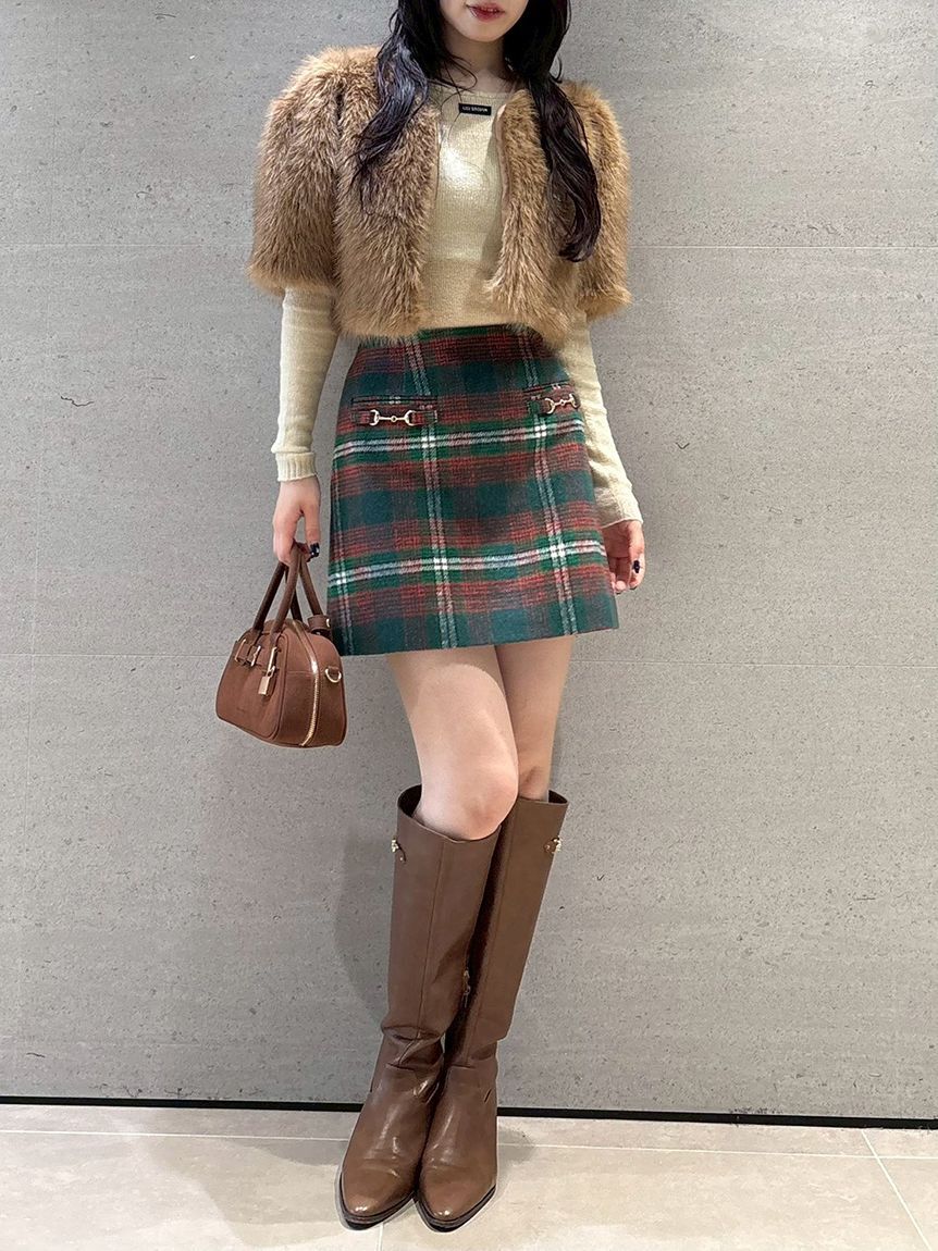 LILY BROWN「ハーフスリーブエコファージャケット(Hearts2Hearts着用)」|ノーカラージャケット|