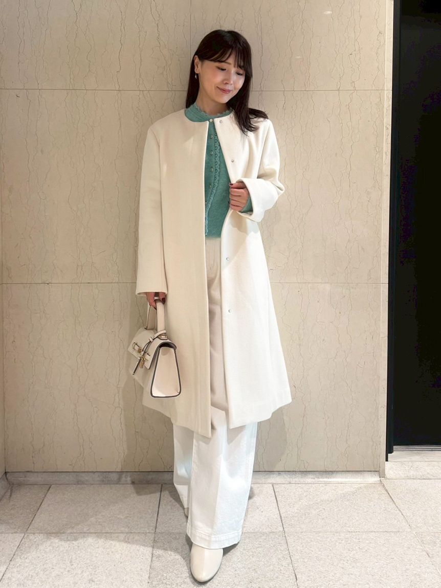 CELFORD「リボンストール付きノーカラーコート」|ノーカラージャケット|