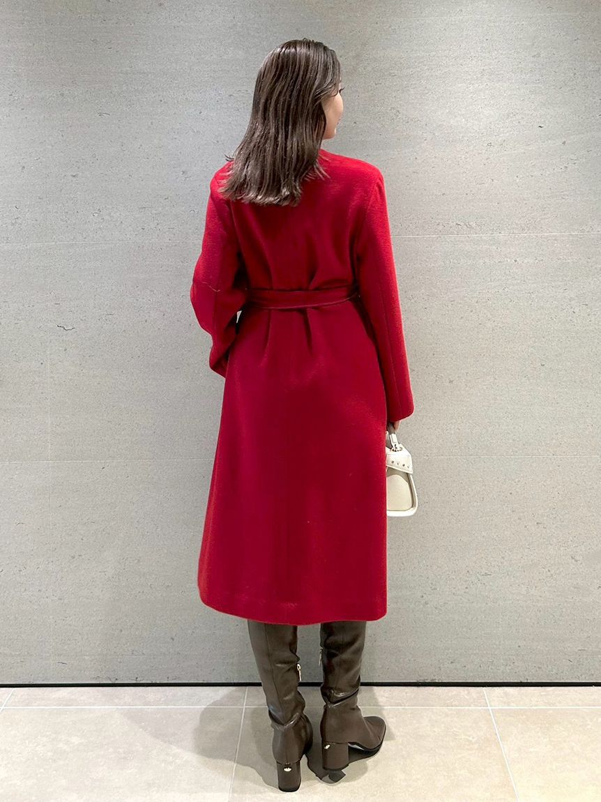 CELFORD「リボンストール付きノーカラーコート」|ノーカラージャケット|