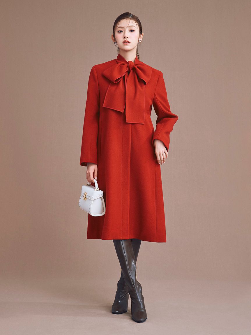 CELFORD「リボンストール付きノーカラーコート」|ノーカラージャケット|