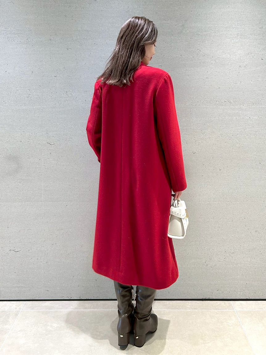 CELFORD「リボンストール付きノーカラーコート」|ノーカラージャケット|