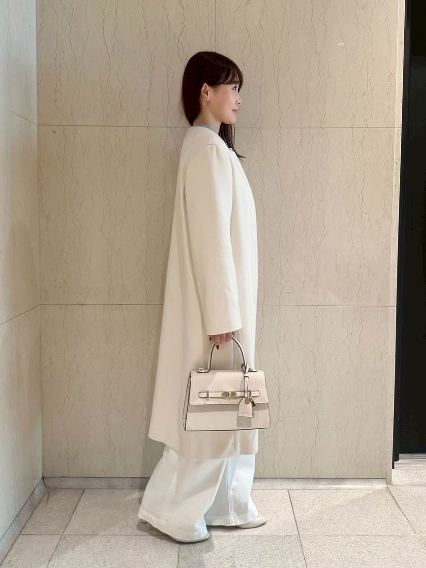 CELFORD「リボンストール付きノーカラーコート」|ノーカラージャケット|