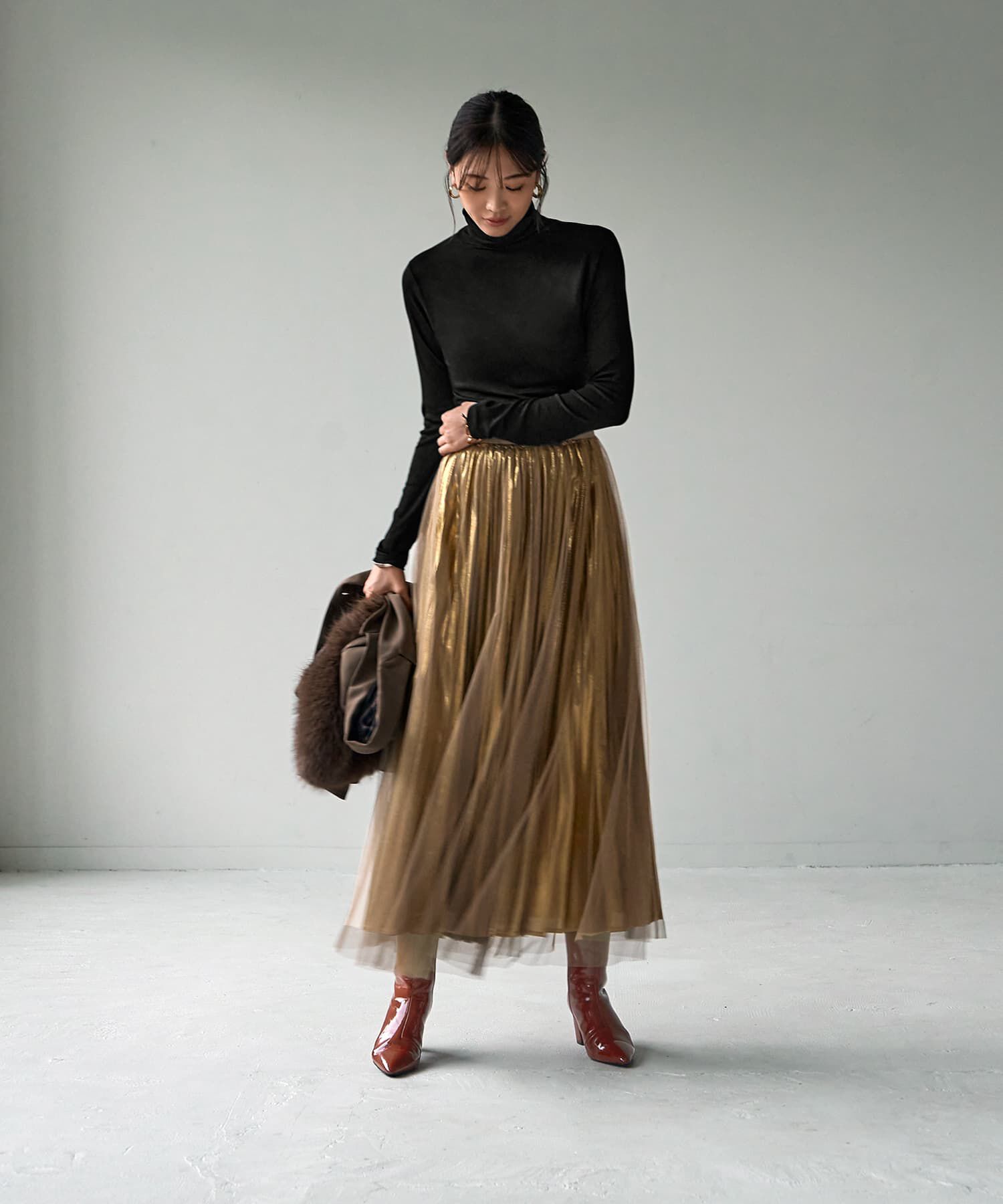 STYLE DELI「とろみ薄リブルーズタートルトップス」|Tシャツ・カットソー|