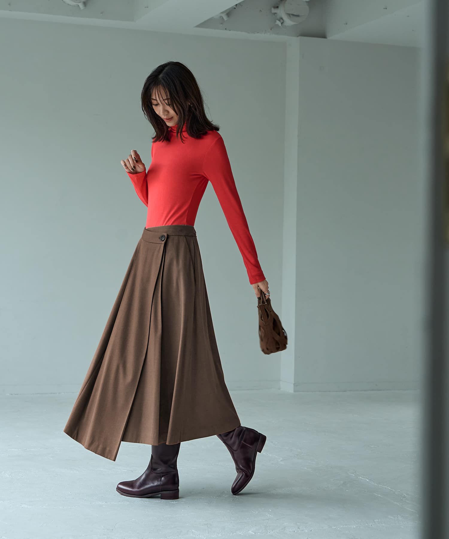 STYLE DELI「とろみ薄リブルーズタートルトップス」|Tシャツ・カットソー|