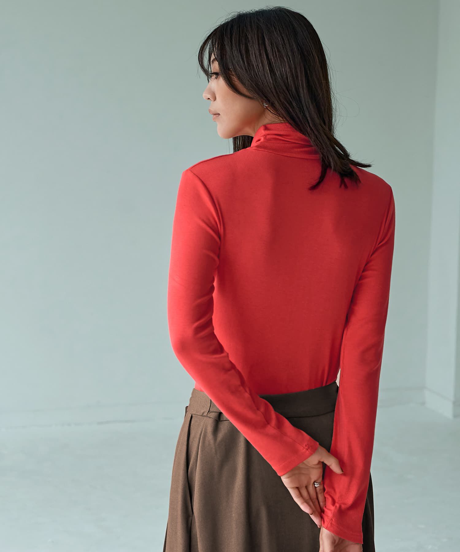 STYLE DELI「とろみ薄リブルーズタートルトップス」|Tシャツ・カットソー|