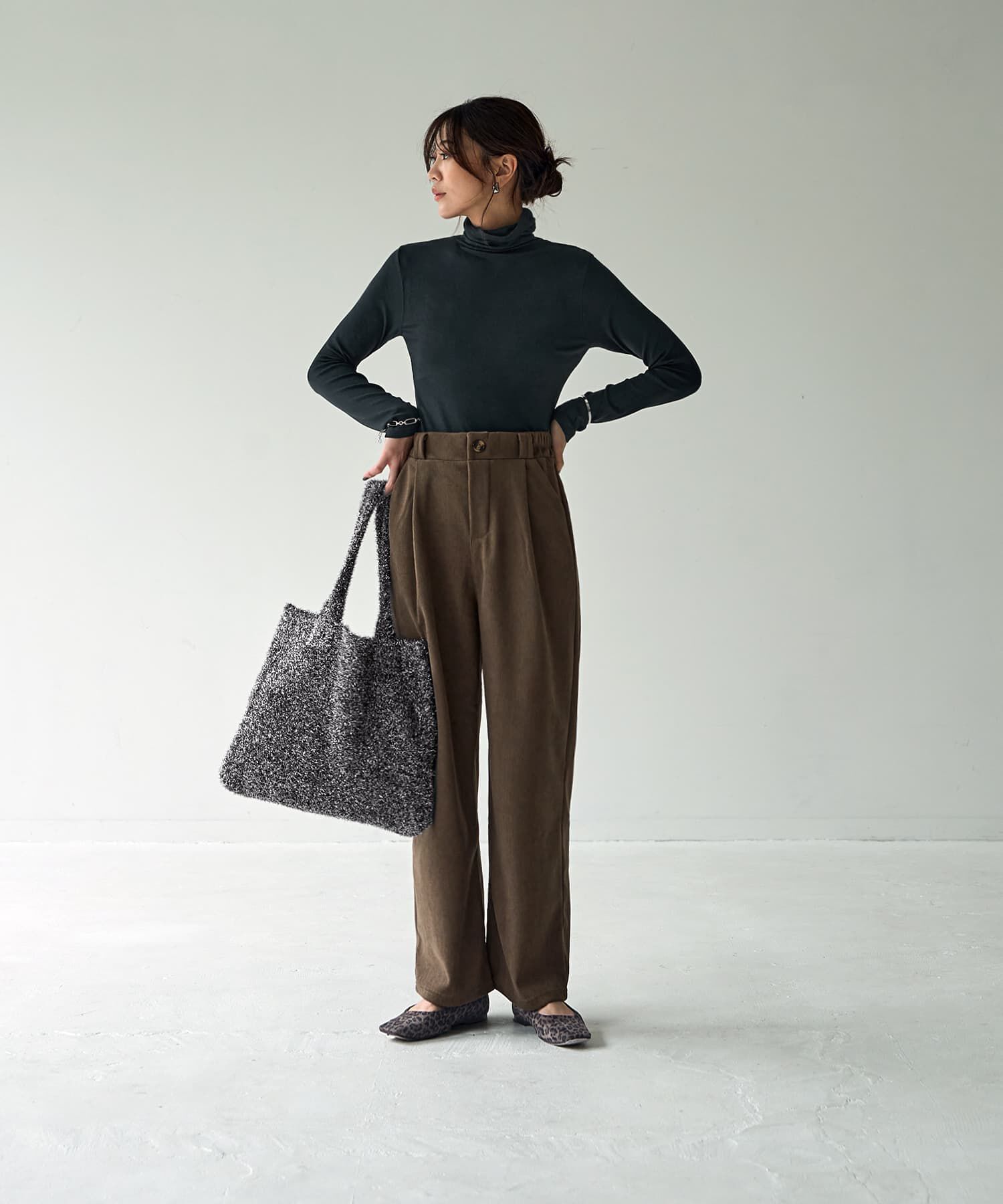 STYLE DELI「とろみ薄リブルーズタートルトップス」|Tシャツ・カットソー|