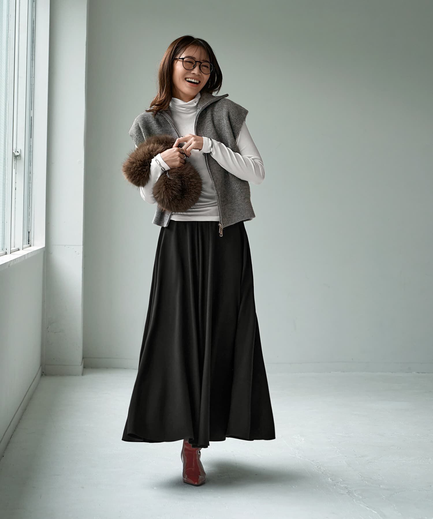 STYLE DELI「とろみ薄リブルーズタートルトップス」|Tシャツ・カットソー|