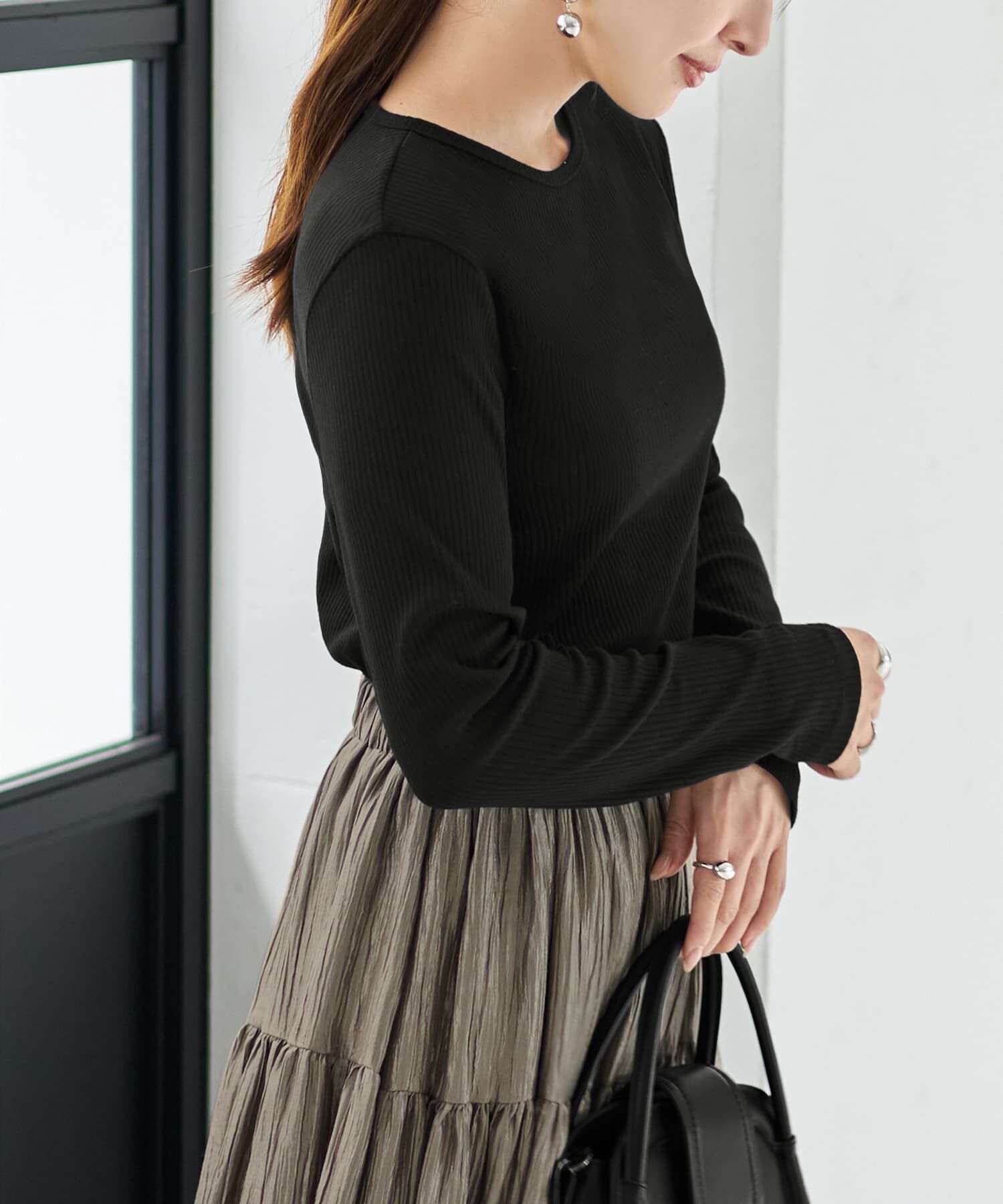 STYLE DELI「中太リブBASIC長袖カットソートップス」|Tシャツ・カットソー|