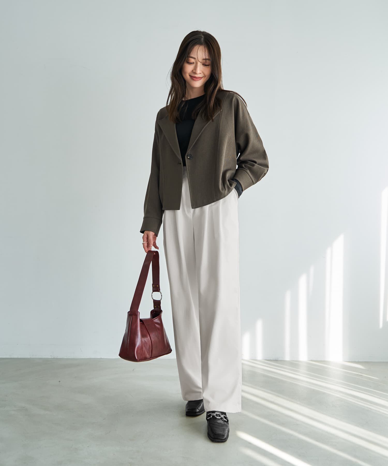 STYLE DELI「ライトなオープンカラージャケット」|ノーカラージャケット|