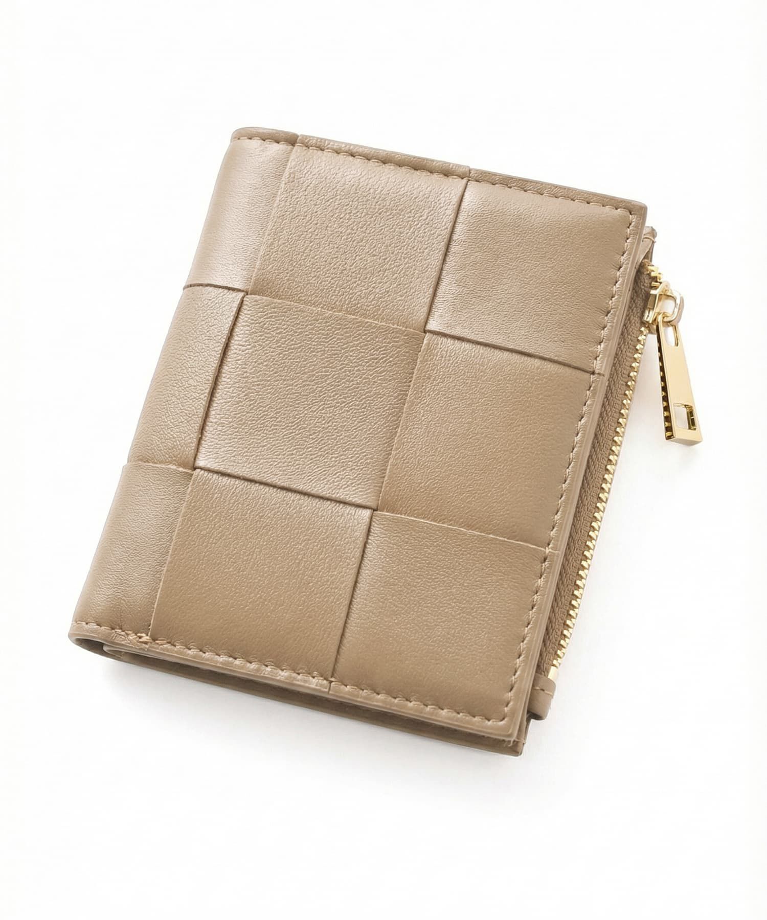 STYLE DELI「【DELI by】編み込みリアルレザー二つ折りウォレット」|財布|ベージュ