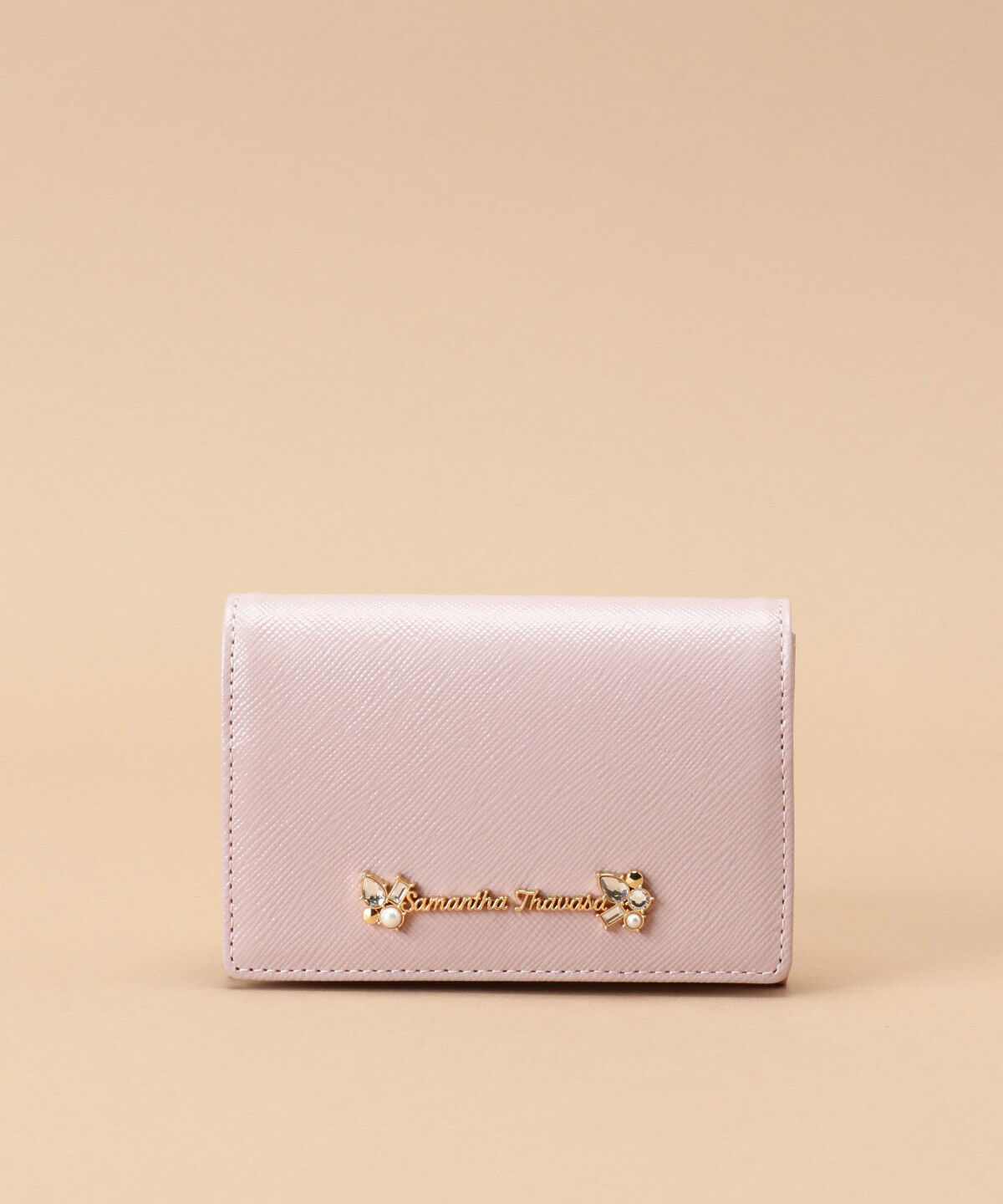Samantha Thavasa「ラメレザービジュー カードケース」|名刺入れ・カードケース|ベビーピンク