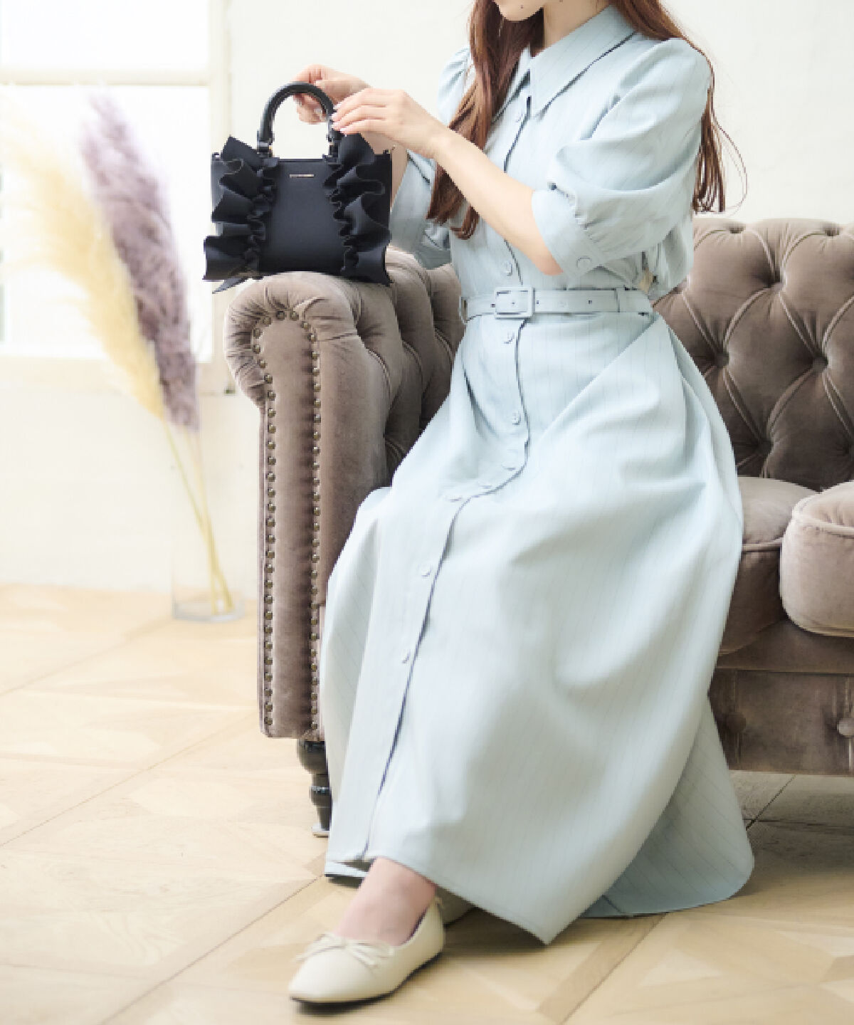 Samantha Vega「シンプルフリルハンドバッグ（ミニ）」|ハンドバッグ|ブラック