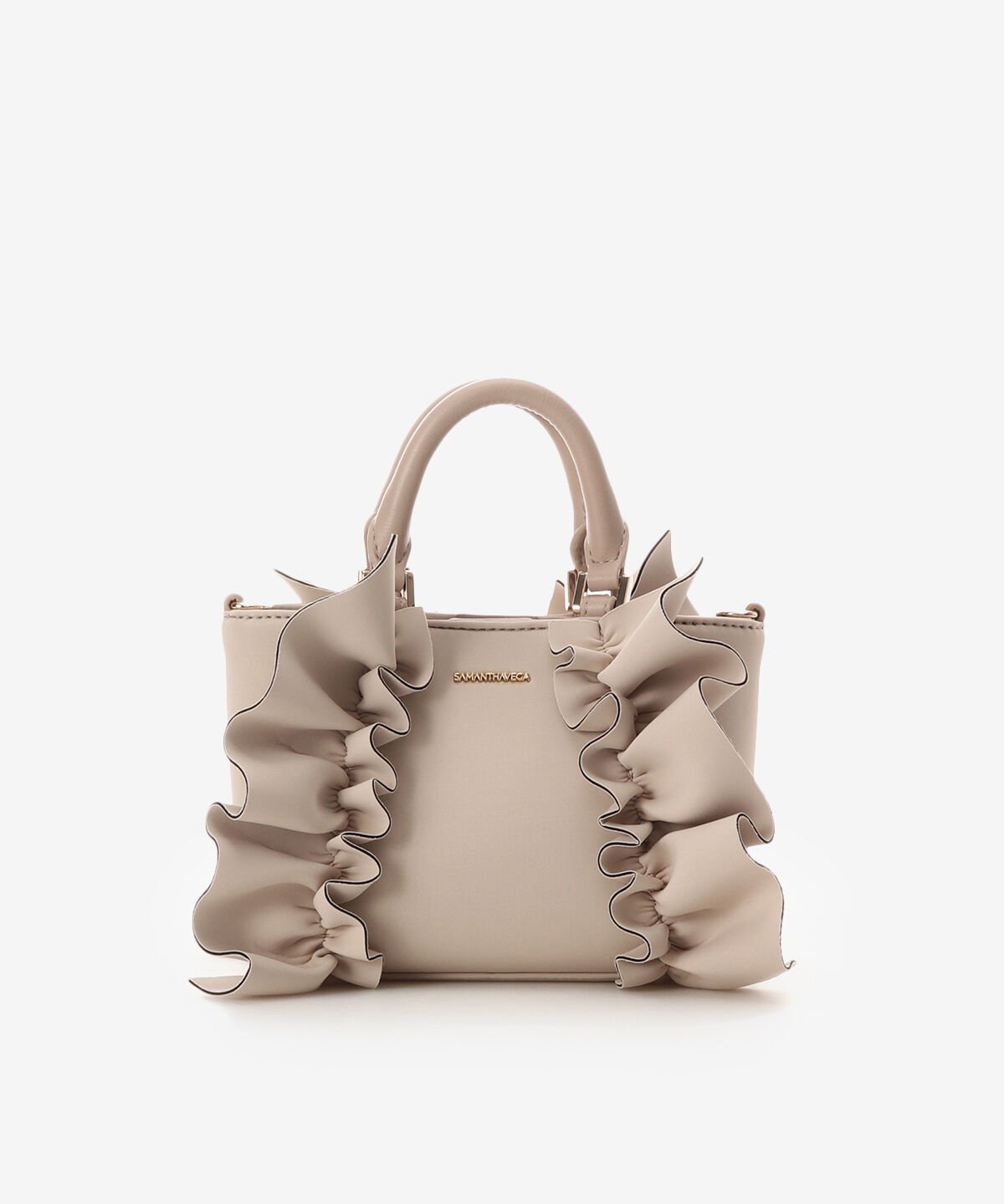 Samantha Vega「シンプルフリルハンドバッグ（ミニ）」|ハンドバッグ|ベージュ