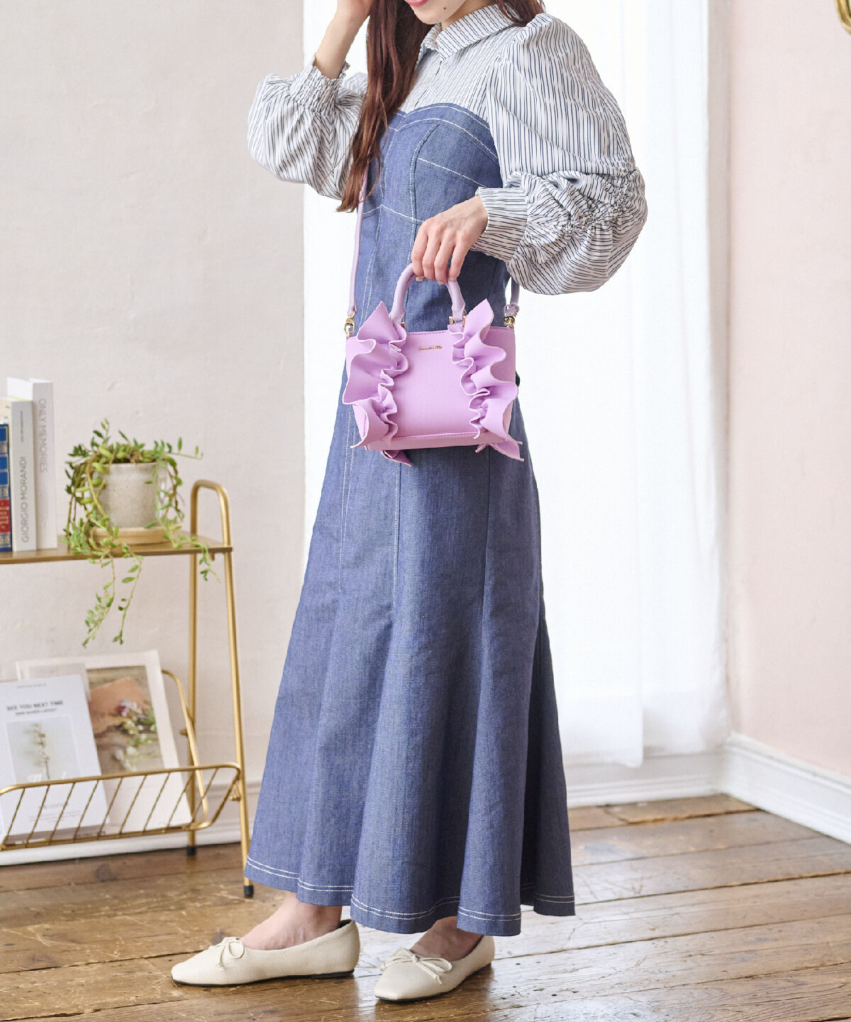 Samantha Vega「シンプルフリルハンドバッグ（ミニ）」|ハンドバッグ|ラベンダー