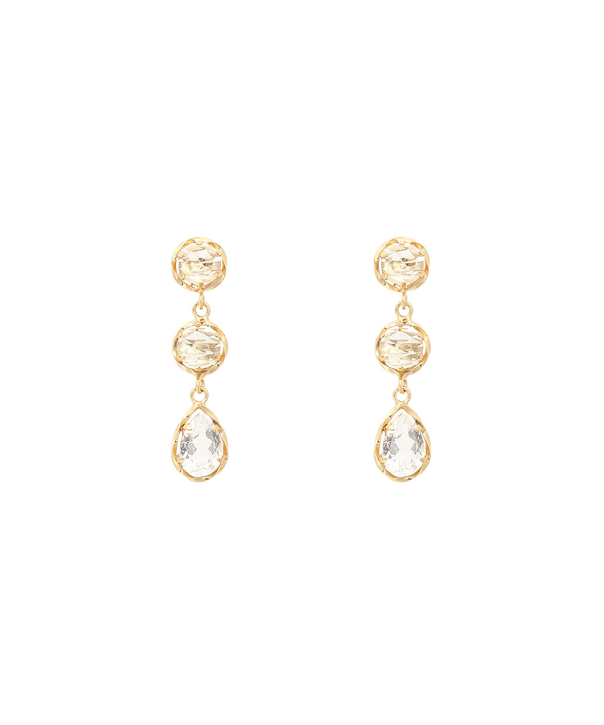 newme by Samantha Thavasa「ホワイトトパーズ 3連ピアス」|ピアス|