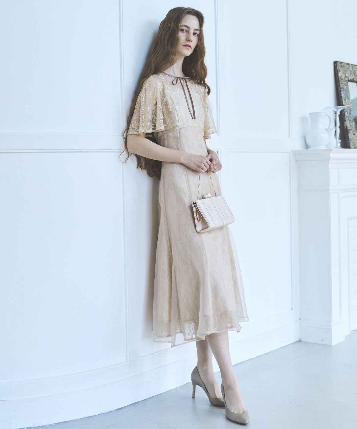 アンドクチュール「レースオーバーオーガンレイヤードレス」|ドレス|