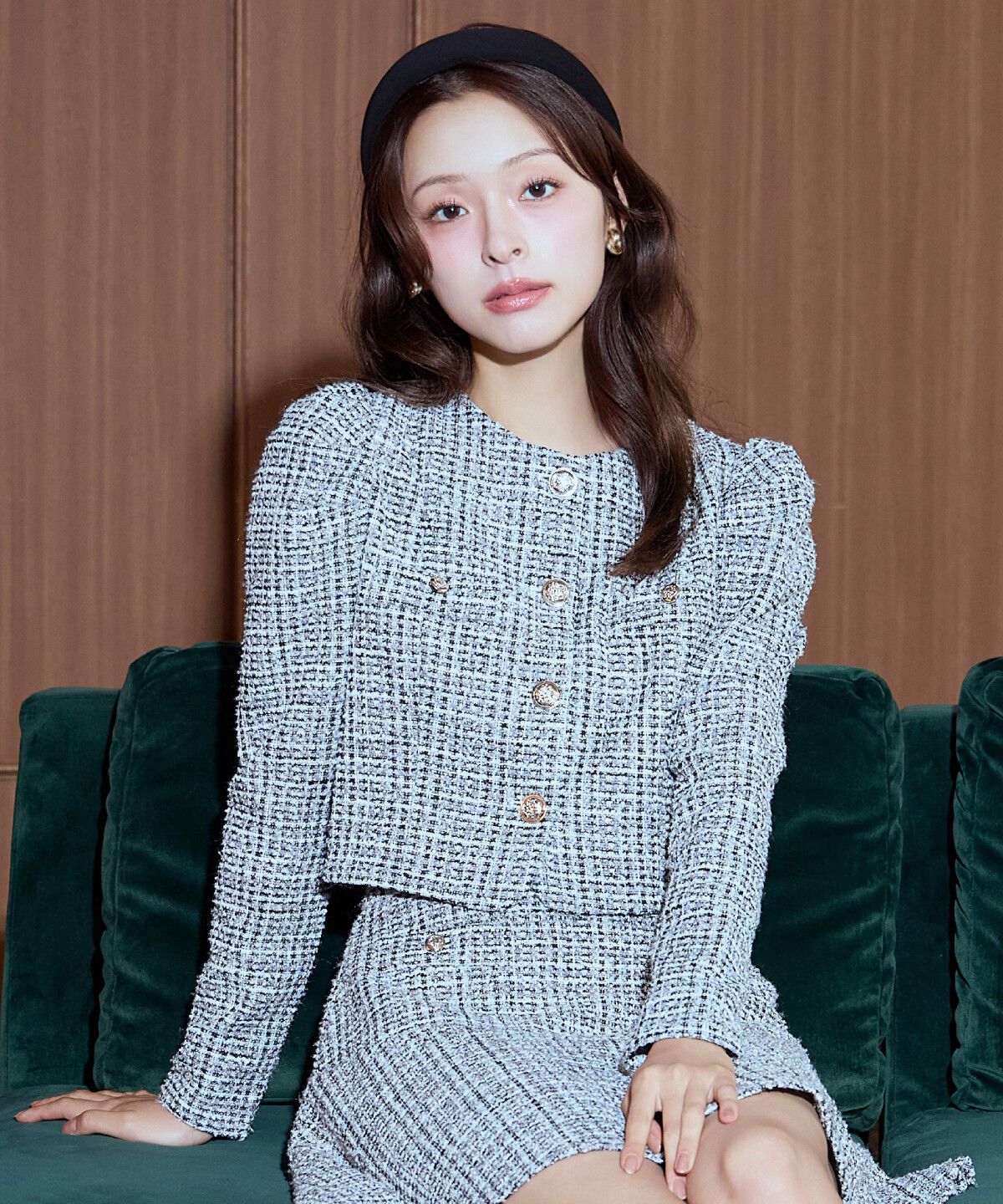 アンドクチュール「カットツイードノーカラージャケット」|ノーカラージャケット|