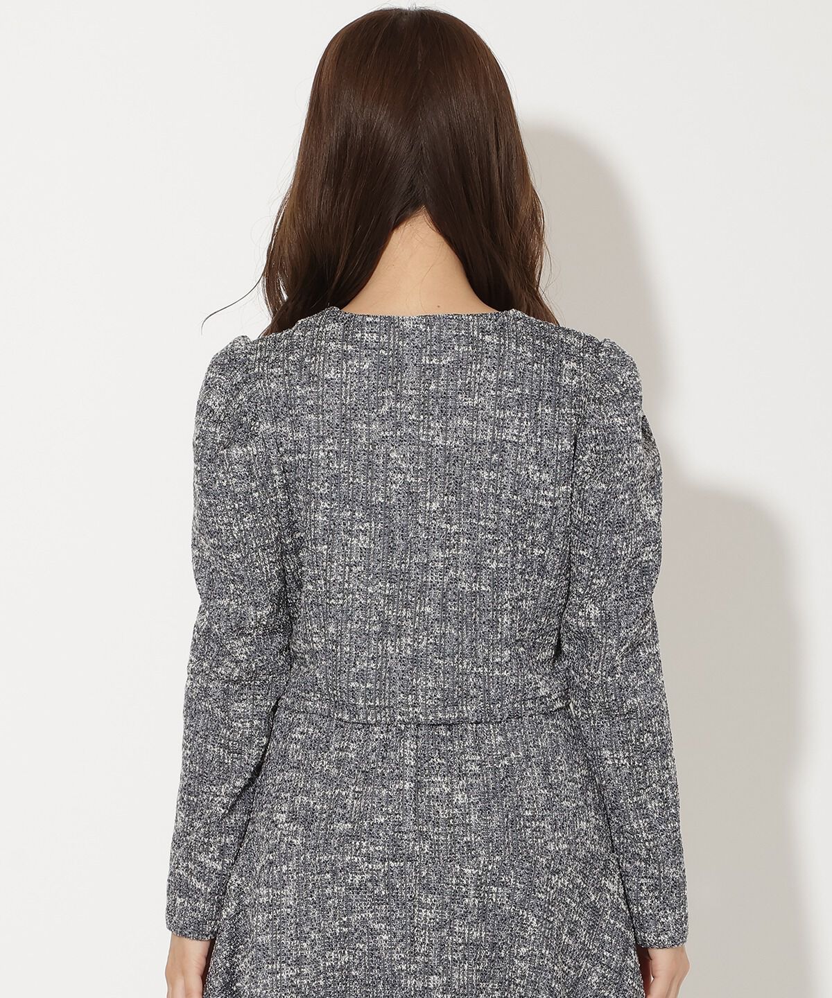 アンドクチュール「カットツイードノーカラージャケット」|ノーカラージャケット|