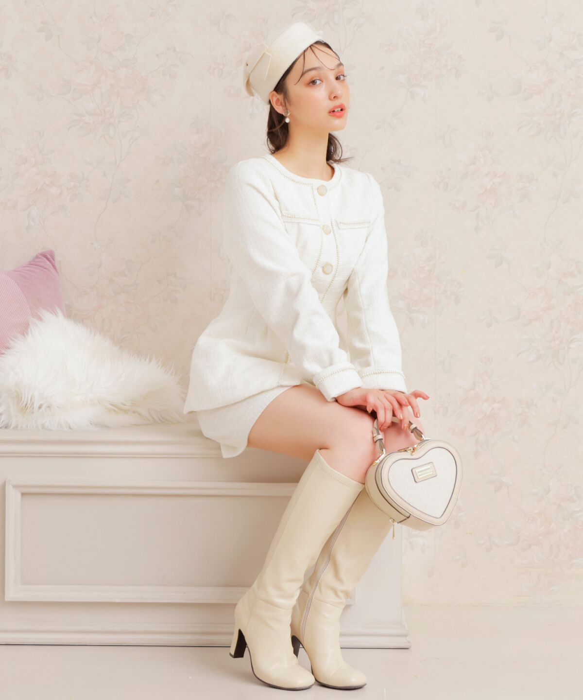 WILLSELECTION「ラメツイードジャケット」|ノーカラージャケット|